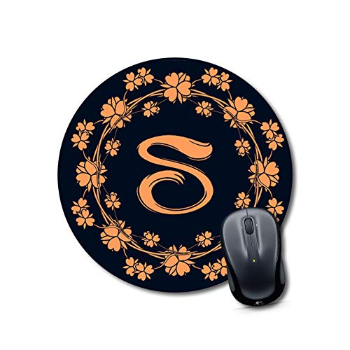 Floral Initial S Round Mouse Pad