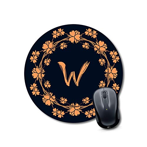 Floral Letter W Round Mouse Pad