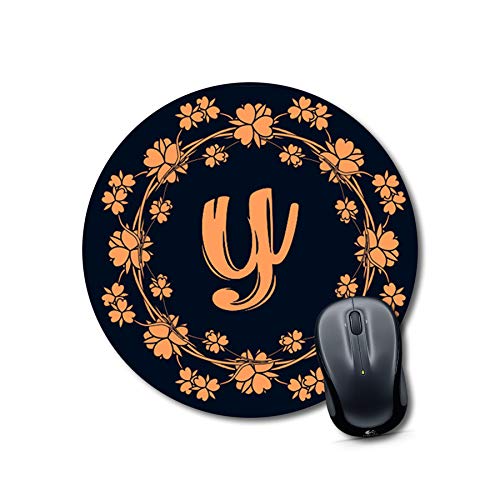 Floral Letter Y Round Mousepad