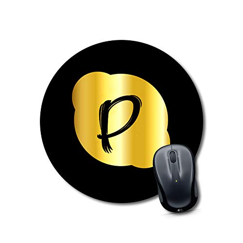Round Gold Letter P Mouse Pad