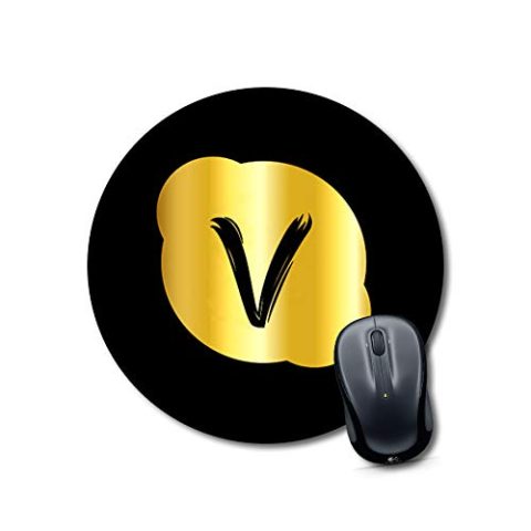 Crafty Worth mouse pad for games heavy Alphabet V Mouse pad Round Mouse Pad for Laptop/pc (9X9 Inches)