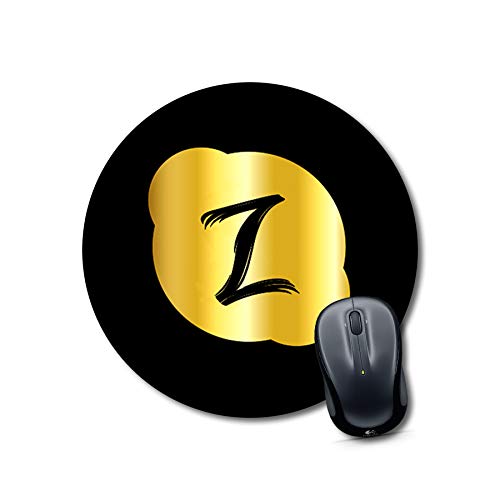 Gold Letter Z Round Mousepad