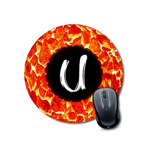 Letter U Fire Design Round Mousepad