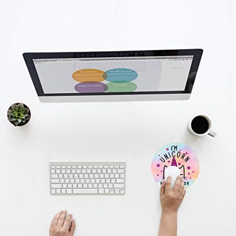 Crafty Worth round mouse pad black I am unicorn Round Mouse Pad for Laptop/pc (9X9 Inches) - alternate view