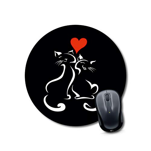 Romantic Cats Heart Round Mouse Pad