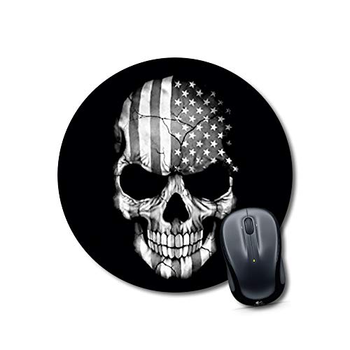 American Flag Skull Round Mouse Pad