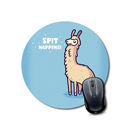 Spit Happens Llama Round Mouse Pad
