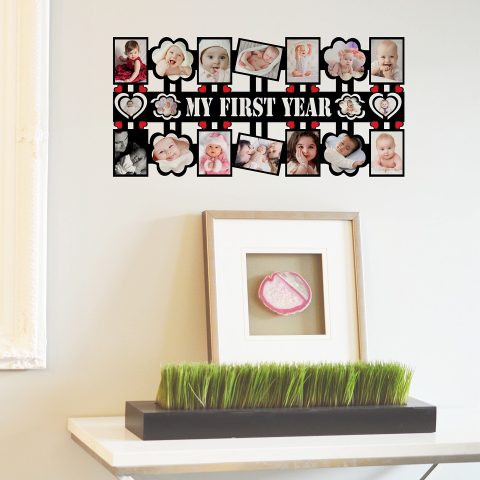 Crafty Worth |My First Year customized frame with photo | customized gifts Customized Photo Frame with photos and Name 12×24 inch - alternate view