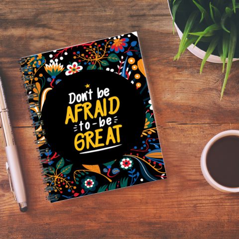 Crafty Worth Don’t be afraid to be great , Wire Bound Spiral Printed unruled notebook a4 spiral Pages :160 (Size :A5) - alternate view