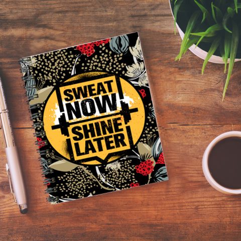 Crafty Worth Sweat now , Wire Bound Spiral Printed unruled spiral binding notebook a4 Pages :160 (Size :A5) - alternate view