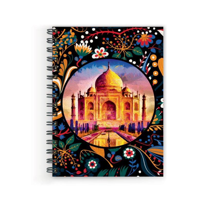 Crafty Worth Taj mahal , Wire Bound Spiral Printed unruled notebook bottle for water Pages :160 (Size :A5)