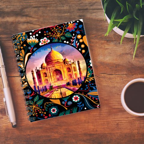 Crafty Worth Taj mahal , Wire Bound Spiral Printed unruled notebook bottle for water Pages :160 (Size :A5) - alternate view
