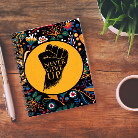 Crafty Worth never giv up Wire Bound Spiral Printed unruled diary for birthday gift Pages :160 (Size :A5) - alternate view