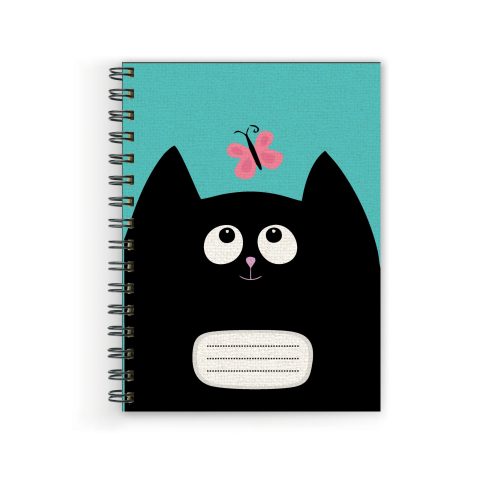Crafty Worth black cat , Wire Bound Spiral Printed unruled notebook computer laptop Pages :160 (Size :A5)