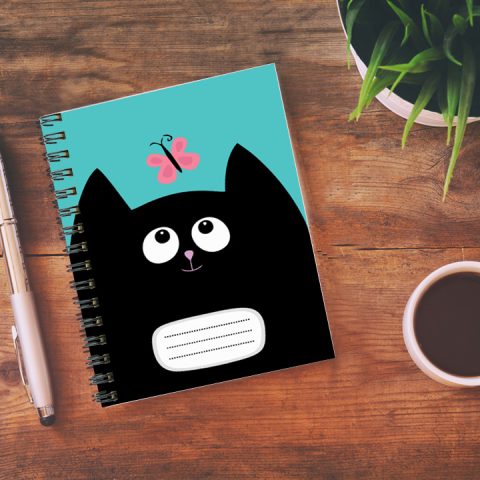 Crafty Worth black cat , Wire Bound Spiral Printed unruled notebook computer laptop Pages :160 (Size :A5) - alternate view