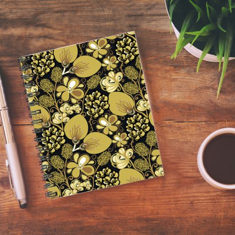 Crafty Worth floral texture , Wire Bound Spiral Printed unruled notebook diary for students Pages :160 (Size :A5) - alternate view