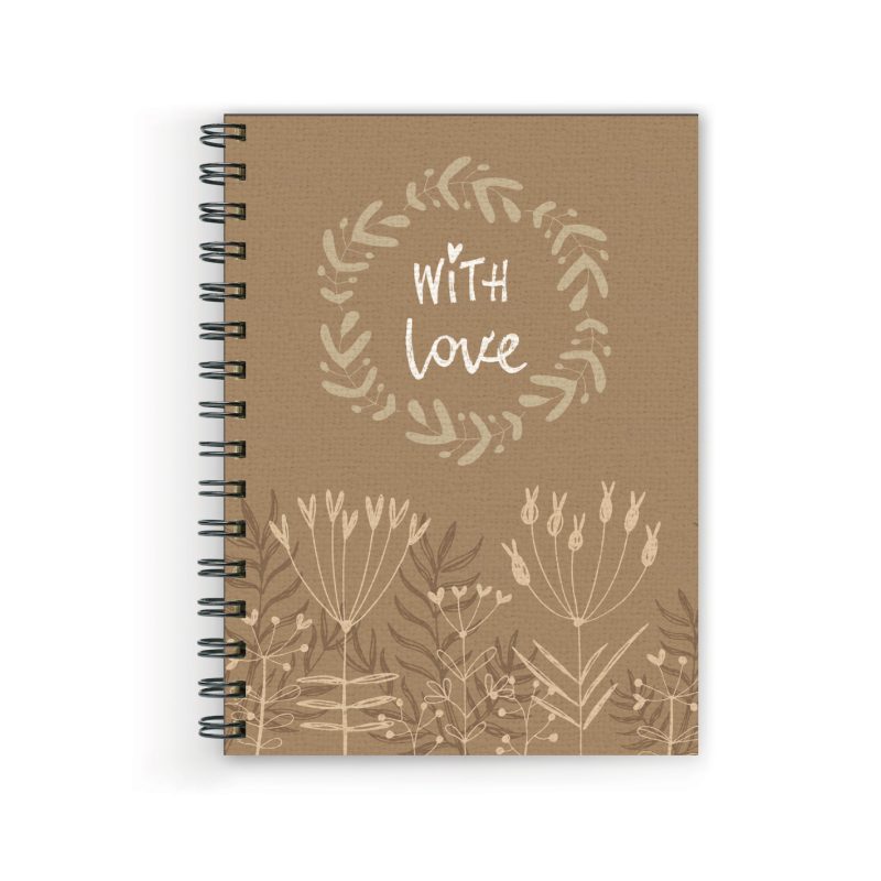 Crafty Worth With love Wire Bound Spiral Printed unruled diary for daily personal writing Pages :160 (Size :A5)
