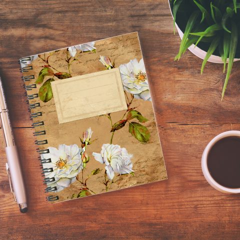Crafty Worth Vintage texture Wire Bound Spiral Printed unruled diary for drawing Pages :160 (Size :A5) - alternate view