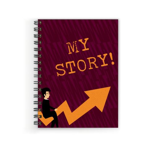 Crafty Worth my story up , Wire Bound Spiral Printed unruled notebook for kids Pages :160 (Size :A5)