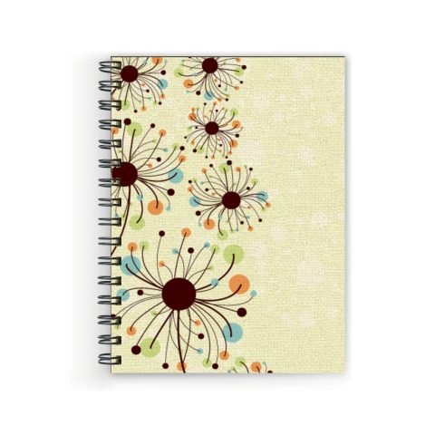 Crafty Worth light green floral texture , Wire Bound Spiral Printed unruled note book girly Pages :160 (Size :A5)