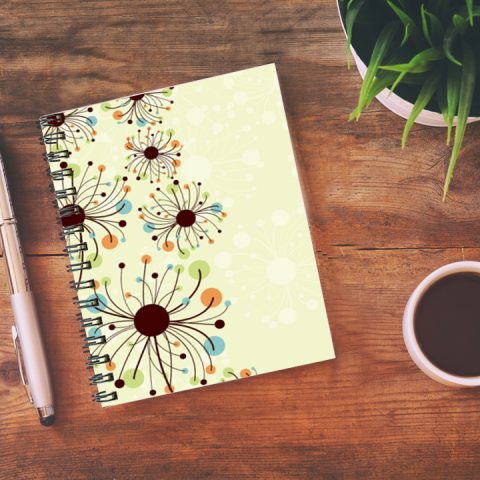Crafty Worth light green floral texture , Wire Bound Spiral Printed unruled note book girly Pages :160 (Size :A5) - alternate view