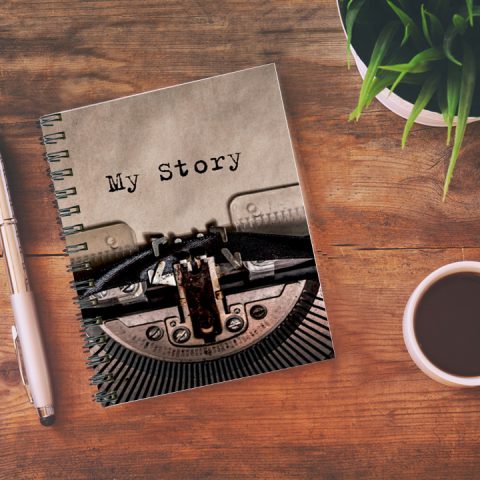 Crafty Worth My story typeriter , Wire Bound Spiral Printed unruled notebook in blank size Pages :160 (Size :A5) - alternate view