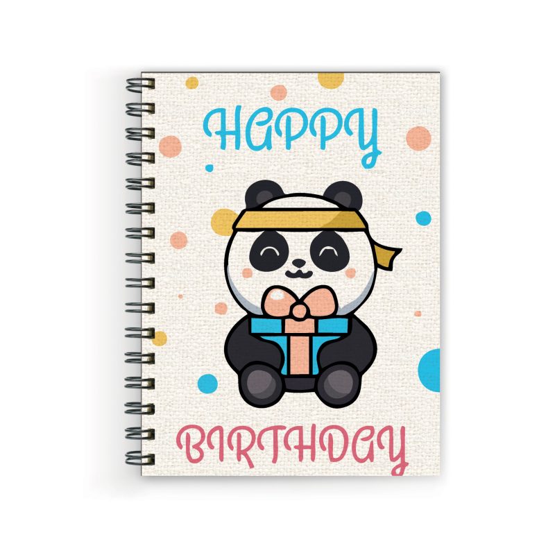 Crafty Worth happy birthday panda , Wire Bound Spiral Printed unruled notebook journal for gift Pages :160 (Size :A5)