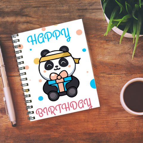 Crafty Worth happy birthday panda , Wire Bound Spiral Printed unruled notebook journal for gift Pages :160 (Size :A5) - alternate view
