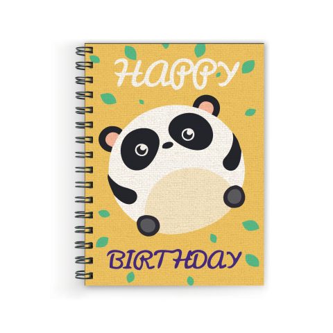 Crafty Worth happy birthday white panda , Wire Bound Spiral Printed unruled notebook journal a4 size Pages :160 (Size :A5)