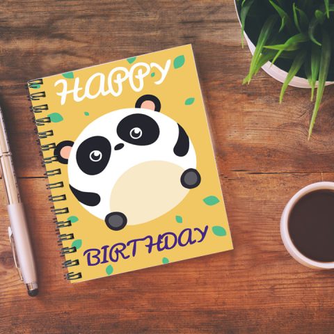 Crafty Worth happy birthday white panda , Wire Bound Spiral Printed unruled notebook journal a4 size Pages :160 (Size :A5) - alternate view