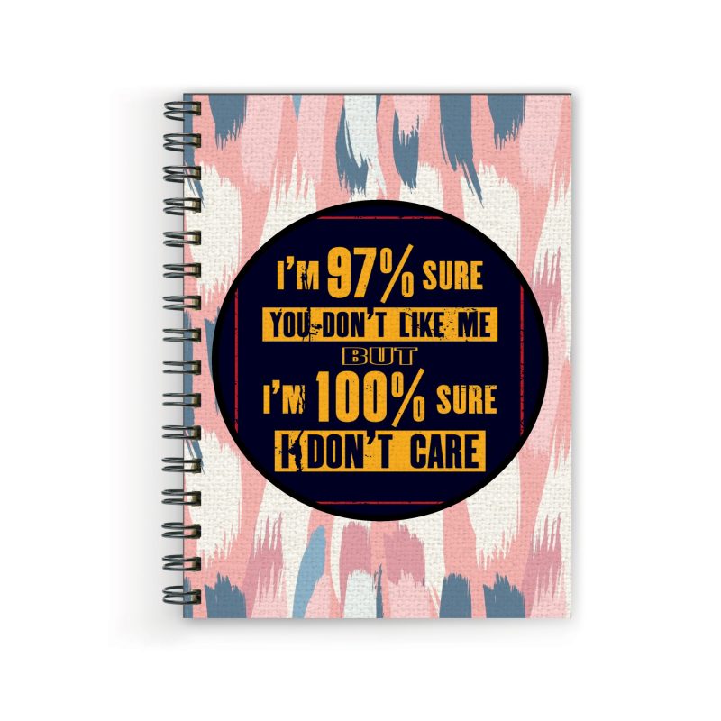 Crafty Worth I'm 97% sure , Wire Bound Spiral Printed unruled youva notebook long book Pages :160 (Size :A5)