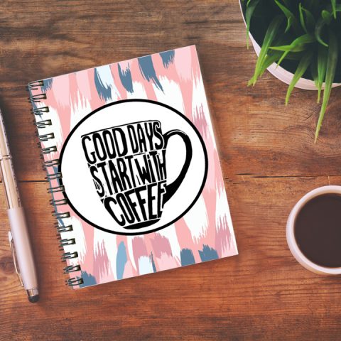 Crafty Worth good days start with Wire Bound Spiral Printed unruled diary for journal Pages :160 (Size :A5) - alternate view