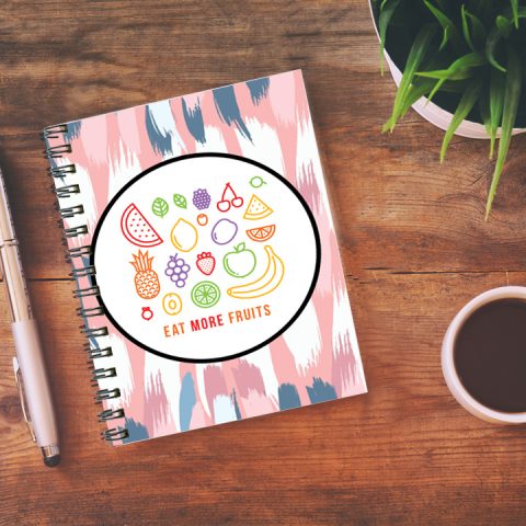 Crafty Worth eat more fruits , Wire Bound Spiral Printed unruled notebook Pages :160 (Size :A5) - alternate view