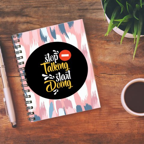 Crafty Worth stop talking start doing Wire Bound Spiral Printed unruled diary for kids girls Pages :160 (Size :A5) - alternate view