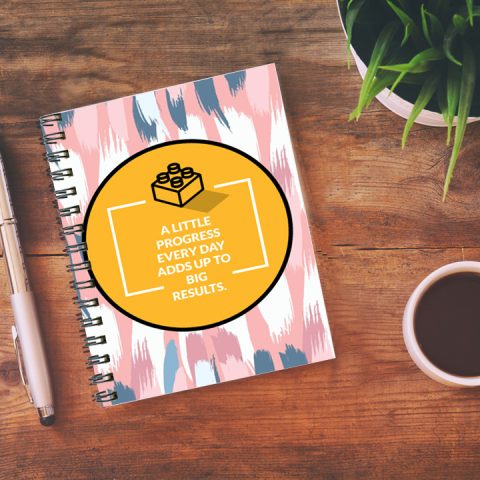 Crafty Worth a little progress Wire Bound Spiral Printed unruled diary for kids cute Pages :160 (Size :A5) - alternate view