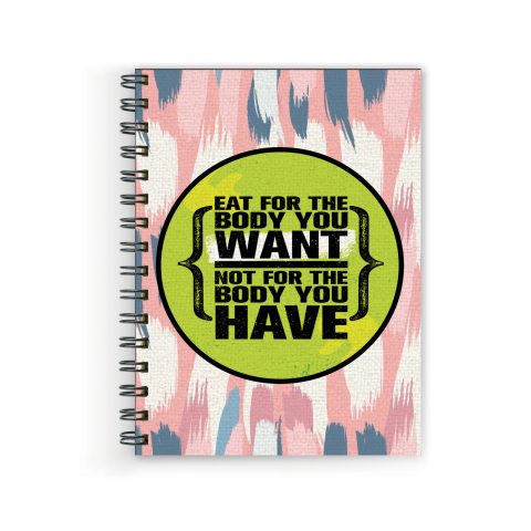Crafty Worth eat for the body Wire Bound Spiral Printed unruled diary for kids girls with lock Pages :160 (Size :A5)