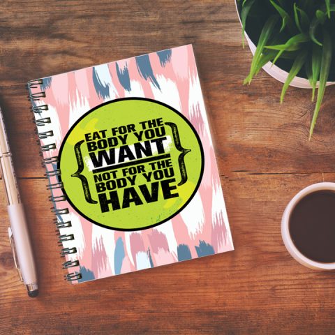 Crafty Worth eat for the body Wire Bound Spiral Printed unruled diary for kids girls with lock Pages :160 (Size :A5) - alternate view