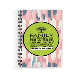 Crafty Worth A5 diary with Family Like Branches quote cover