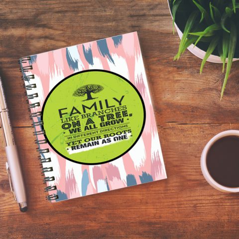 Crafty Worth family like branches Wire Bound Spiral Printed unruled diary for lovers Pages :160 (Size :A5) - alternate view