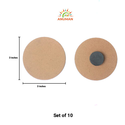 Crafty Worth DIY MDF Wood Sheet Round Craft Magnet – Plain MDF Fridge Magnet Blanks Cutouts for Painting Wooden Sheet Craft, Decoupage, Resin Art Work – 3mm – 3in Diameter Set of 10 - alternate view