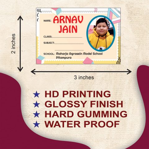 Crafty Worth Customized Name Slip | Label Sticker| Name Sticker for School Books | Naming Slip with Your Kids Picture for School Book & Copy (Made in India) (customised) 36 pcs, 3×2 IN - alternate view