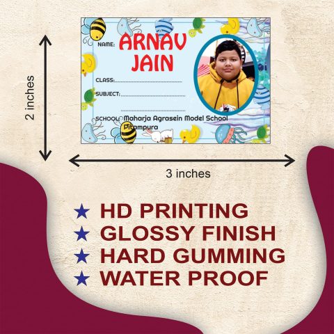 Crafty Worth Personalized Name Slip | Label Sticker | Name Sticker for School Books | Naming Slip with Your Kids Picture for School Book & Copy (customised) 36 pcs, 3×2 IN - alternate view