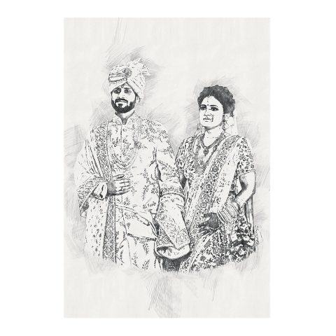 Crafty Worth | Canvas Pencil Sketch customized gift personalised photo | customized gifts for couple Customized Photo Frame with Name 12×18 inch - alternate view