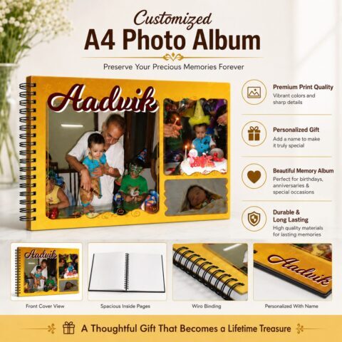 Crafty Worth Customized A4 Photo Album (25 Pages) – Personalized Photo Album for Birthday, Baby & Family Memories - alternate view