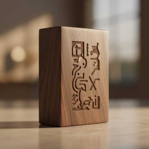 Premium Engraved Wooden Memento Award - alternate view