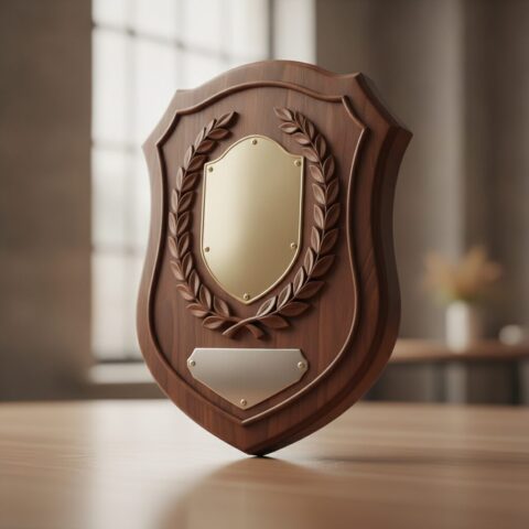 Premium Wooden Corporate Recognition Shield - alternate view