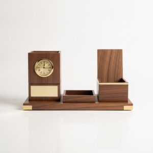 Premium Wooden Desk Organizer Memento - chief guest gifts, corporate mementos, custom awards (Government Orders > Events & Ceremony > Chief Guest Gifts) | Crafty Worth personalized gift