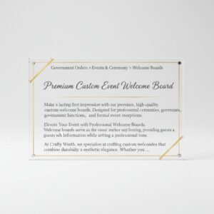 Premium Custom Event Welcome Board - welcome boards, custom welcome boards, event signage (Government Orders > Events & Ceremony > Welcome Boards) | Crafty Worth personalized gift