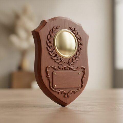 Premium Custom Engraved Wooden Award Shield - alternate view