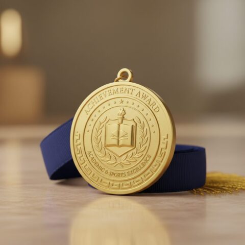 Custom Engraved Gold Achievement Medals - alternate view